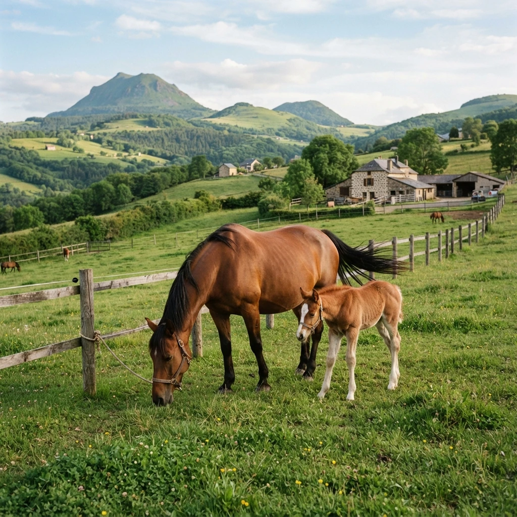 Élevage de chevaux au Constell'air Équitation, Sauvagnat-Sainte-Marthe